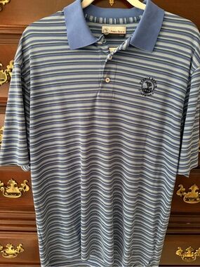 Pebble Beach Light Blue and White Striped Polo